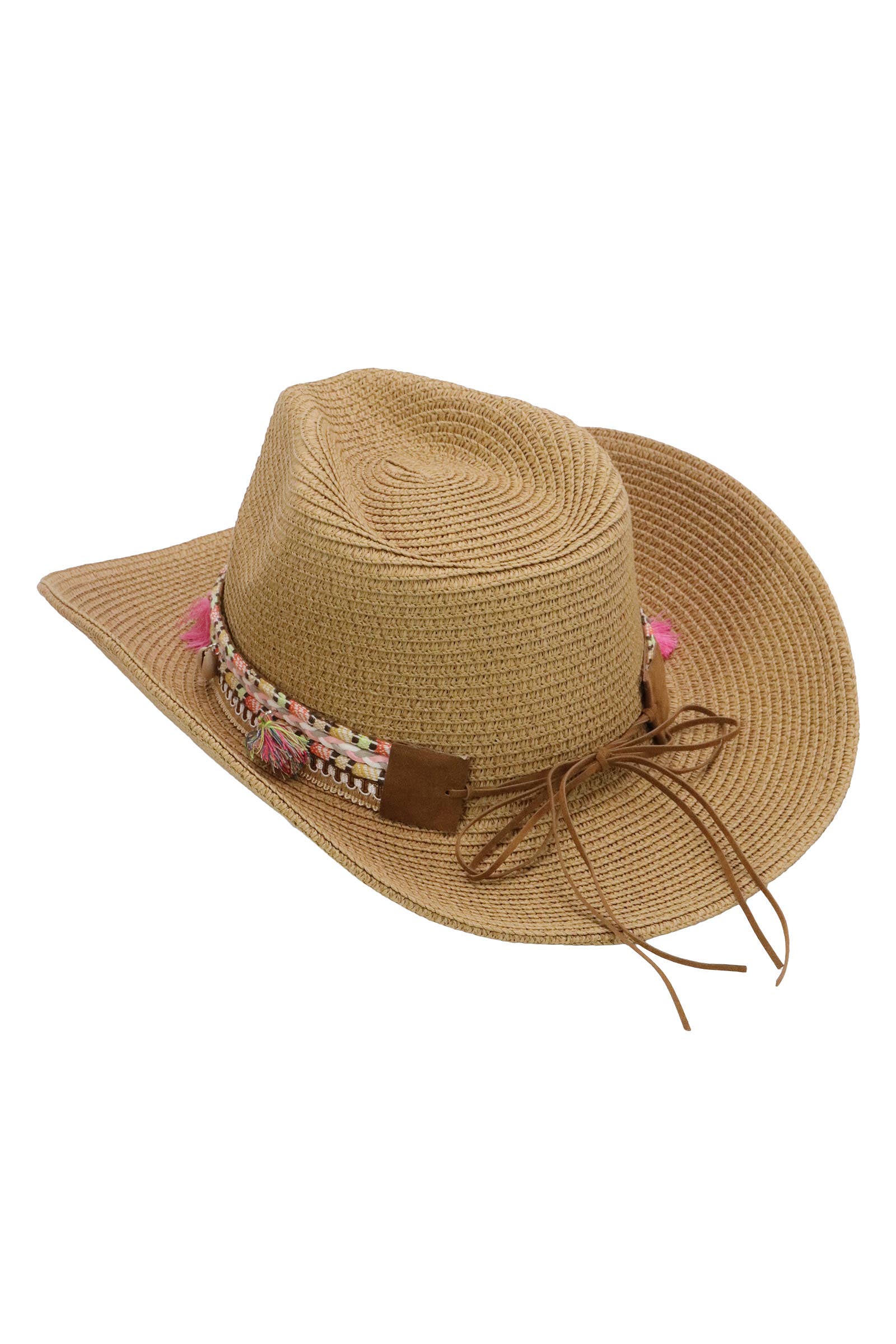 Cap Zone - Wholesale Cowboy Hat - Women's - Pink Tassel Straw Coastal Cowgirl Hat18
