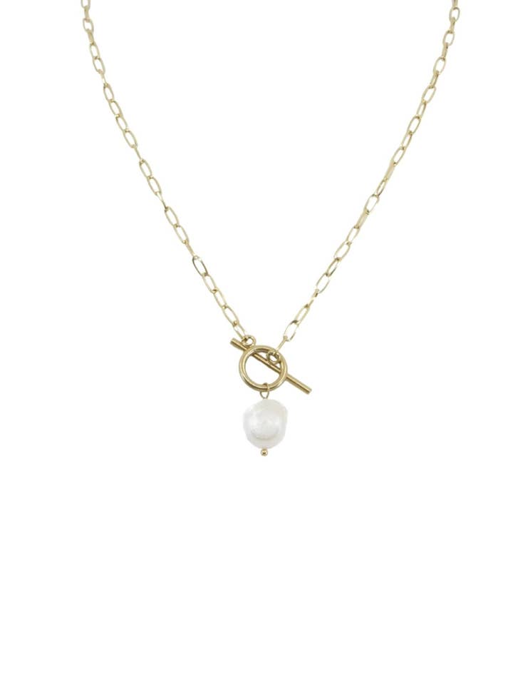Gold Lariat Necklace With Pearl Pendant for wholesale by A Blonde and Her Bag