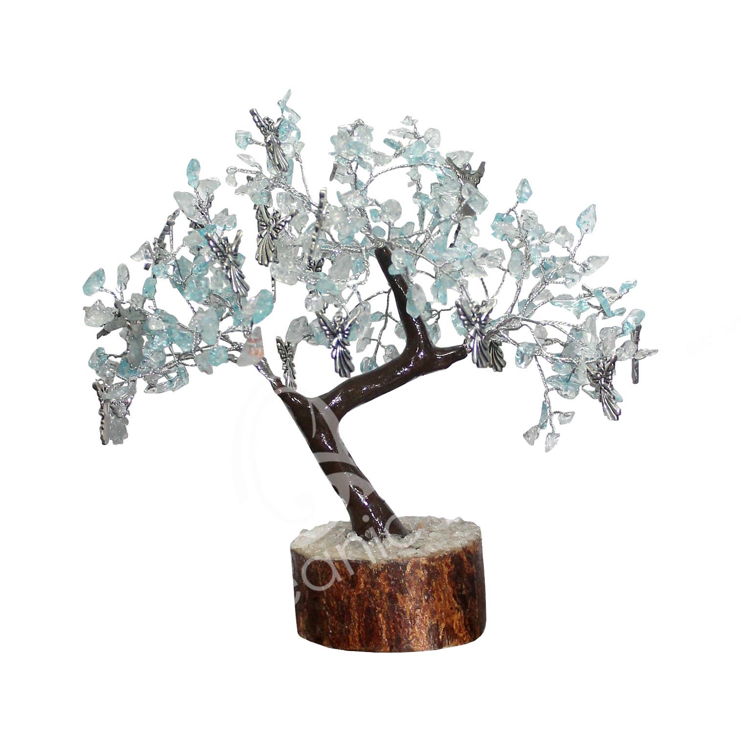 Oceanic Linkways Inc - Wholesale Spiritual Stone/Crystal - (PC)GEM TREE 8-8.5" - BLUE TOPAZ &amp; CRYSTAL QUARTZ WITH0