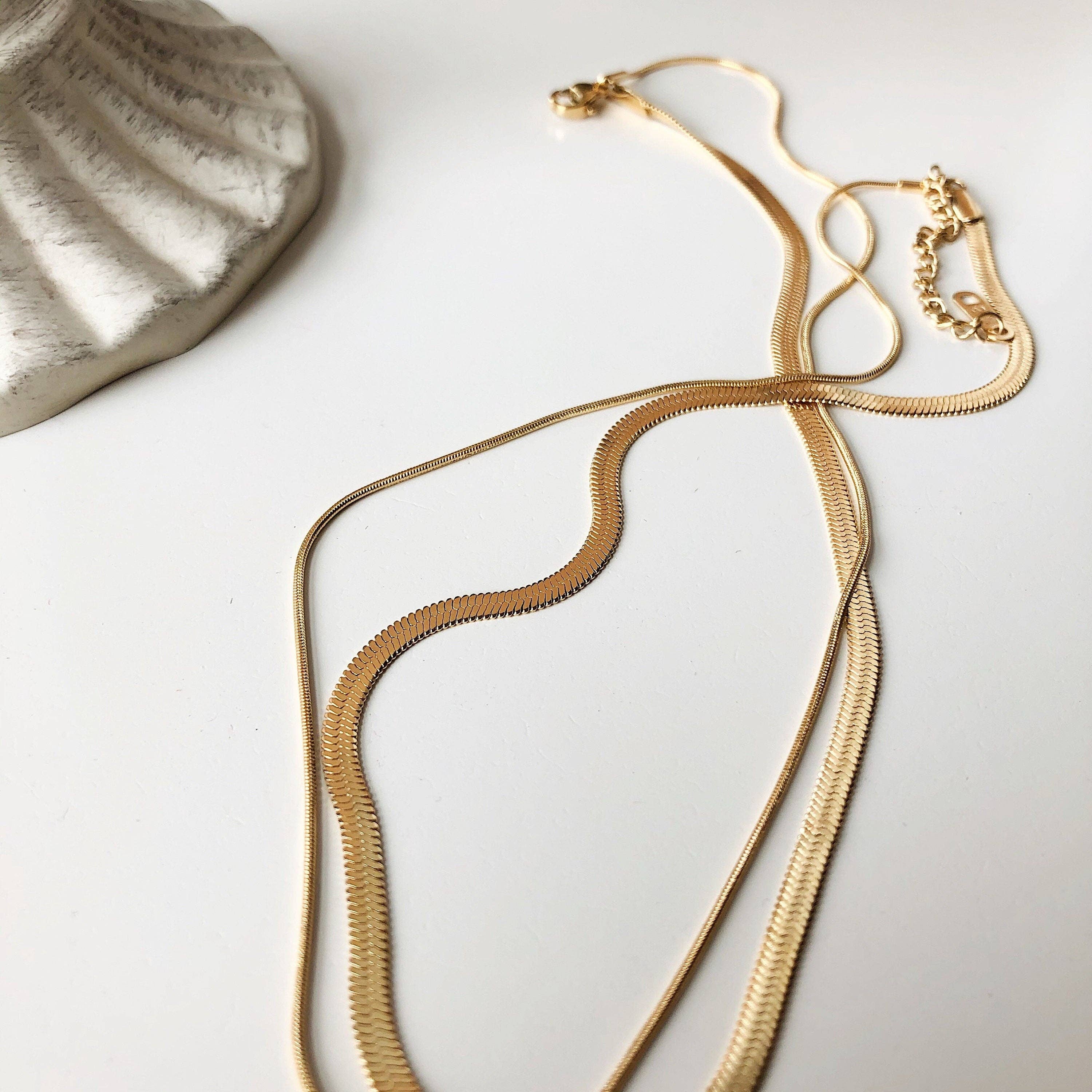 Furano Studio - Wholesale Link & Chain Necklace - Double Layer Snake Chain Necklace2