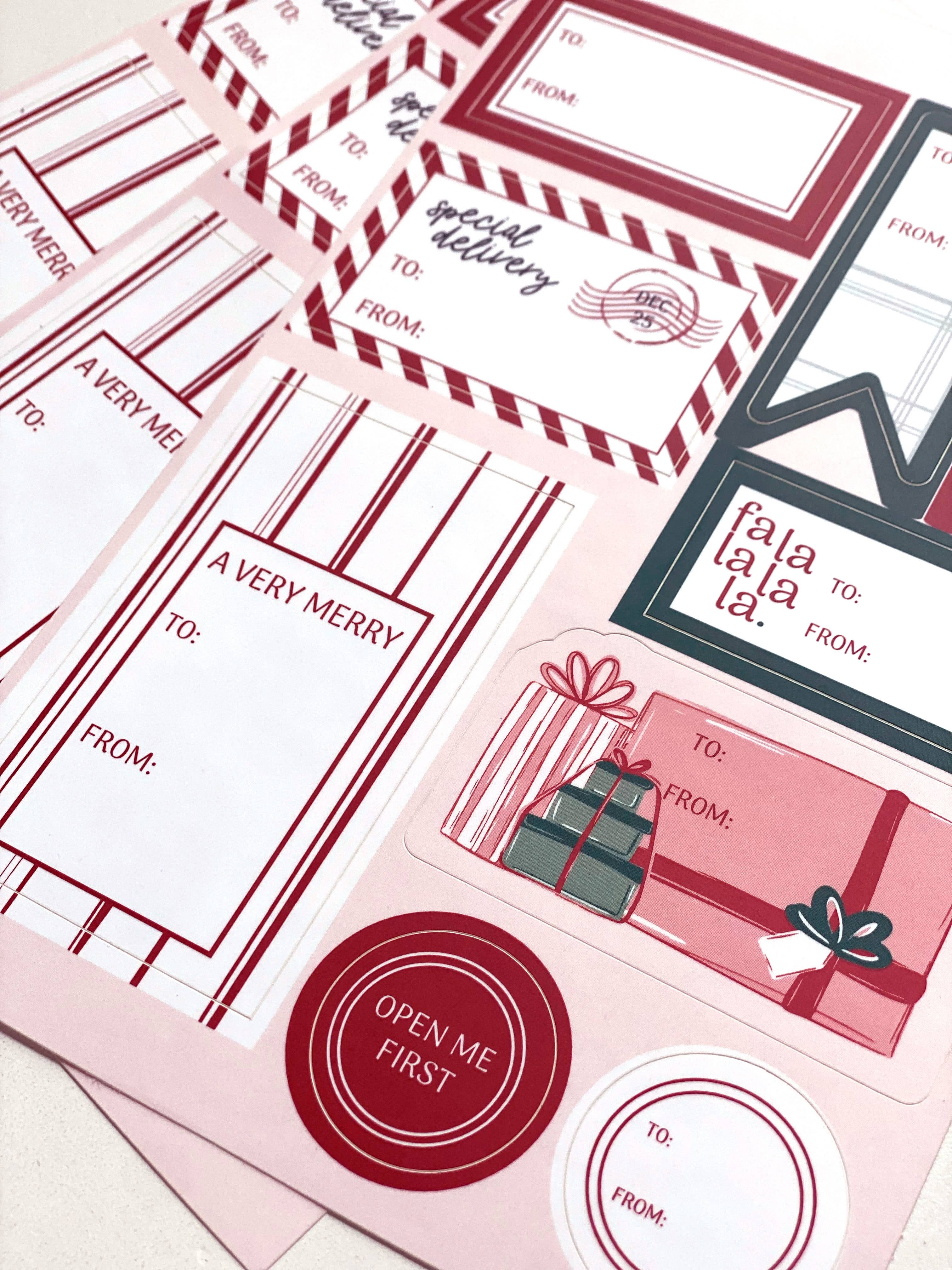 Stack Paper Press - Wholesale Gift Tag Label - Holiday Sticker Gift Tag Set - 3 Sheets; 27 Sticker Tags1