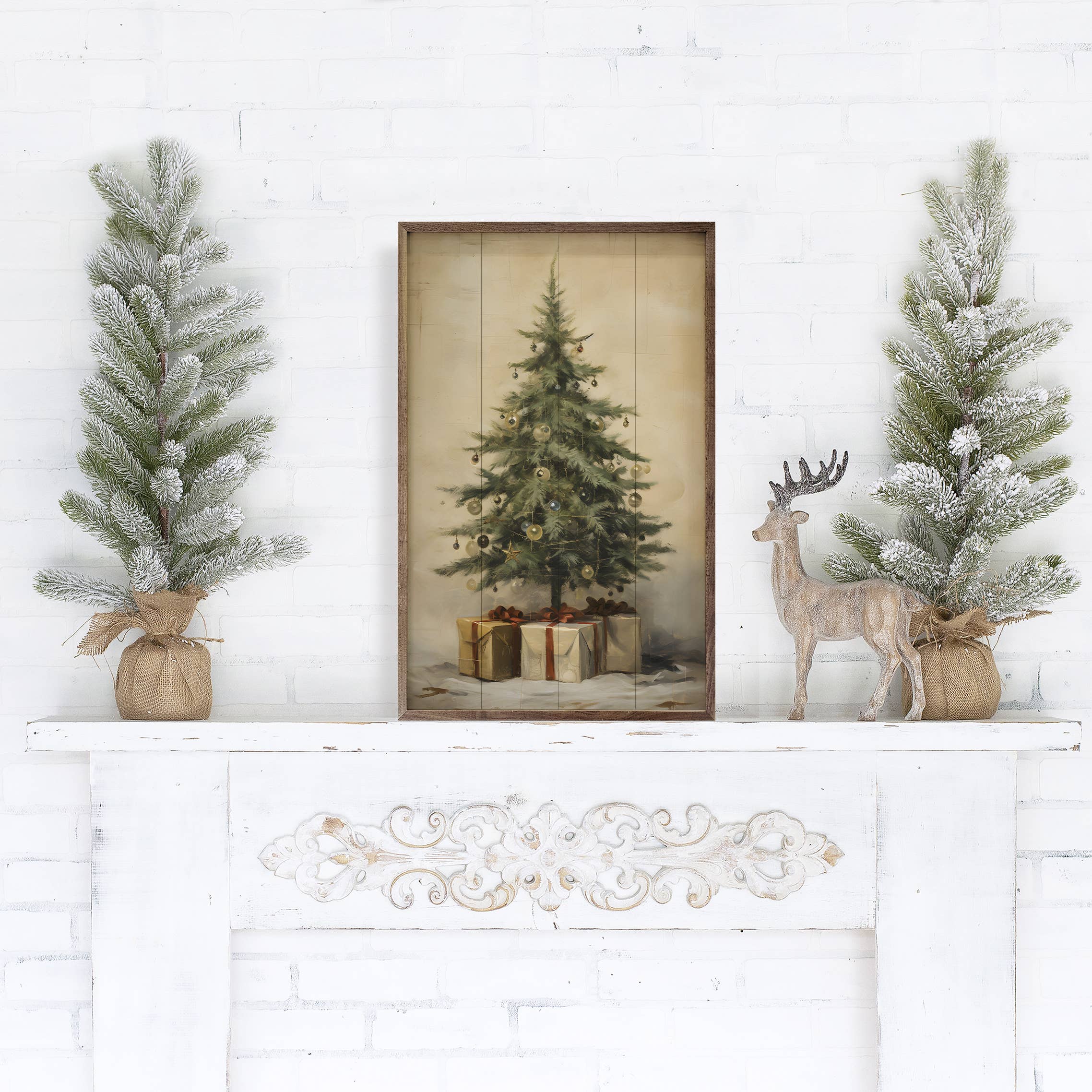Kendrick Home - Wholesale Christmas Wall Art - Christmas Tree With Presents II By Petals Prints Designs2
