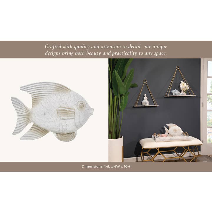 Sagebrook Home - Wholesale Decorative Figurine - Resin Coastal Fish Decorative Figurine - White, 14 in.6