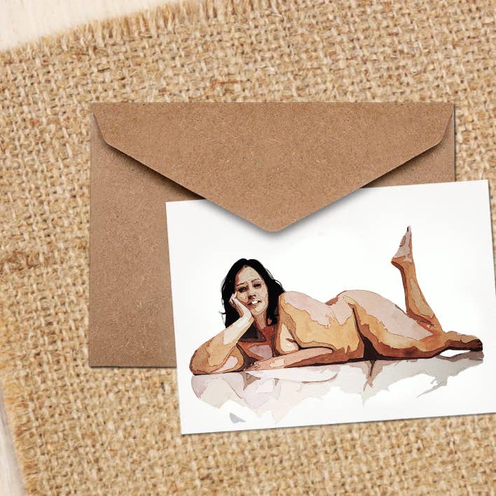 Big is Beautiful Greeting/Note Card - Cartão mulher, cartas menina por atacado de edswatercolours