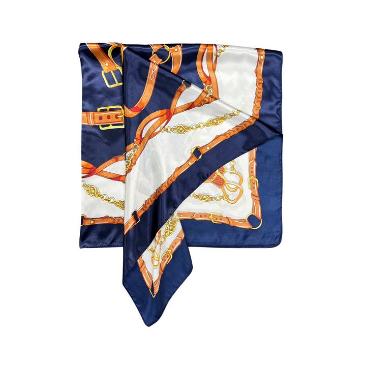 Lili Scarves – wholesale Scarf – Women's – Belted Chain Pattern Silk Touch Square Scarf8