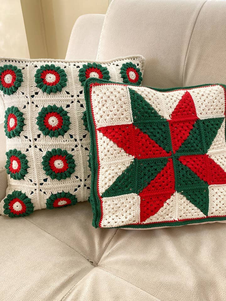 Vintage gehaakte kerstkussenhoes set voor wholesale door Honey Art and Nature