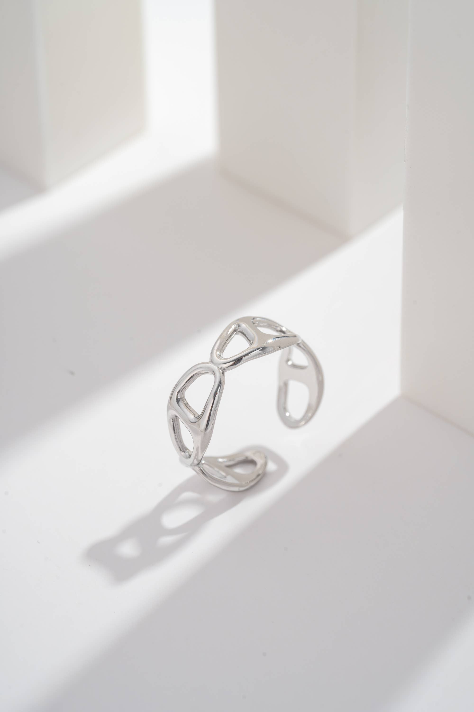 COSMOS - Wholesale Band/Stacked Ring - "Triade Sculpted" Adjustable Stainless Steel Ring0