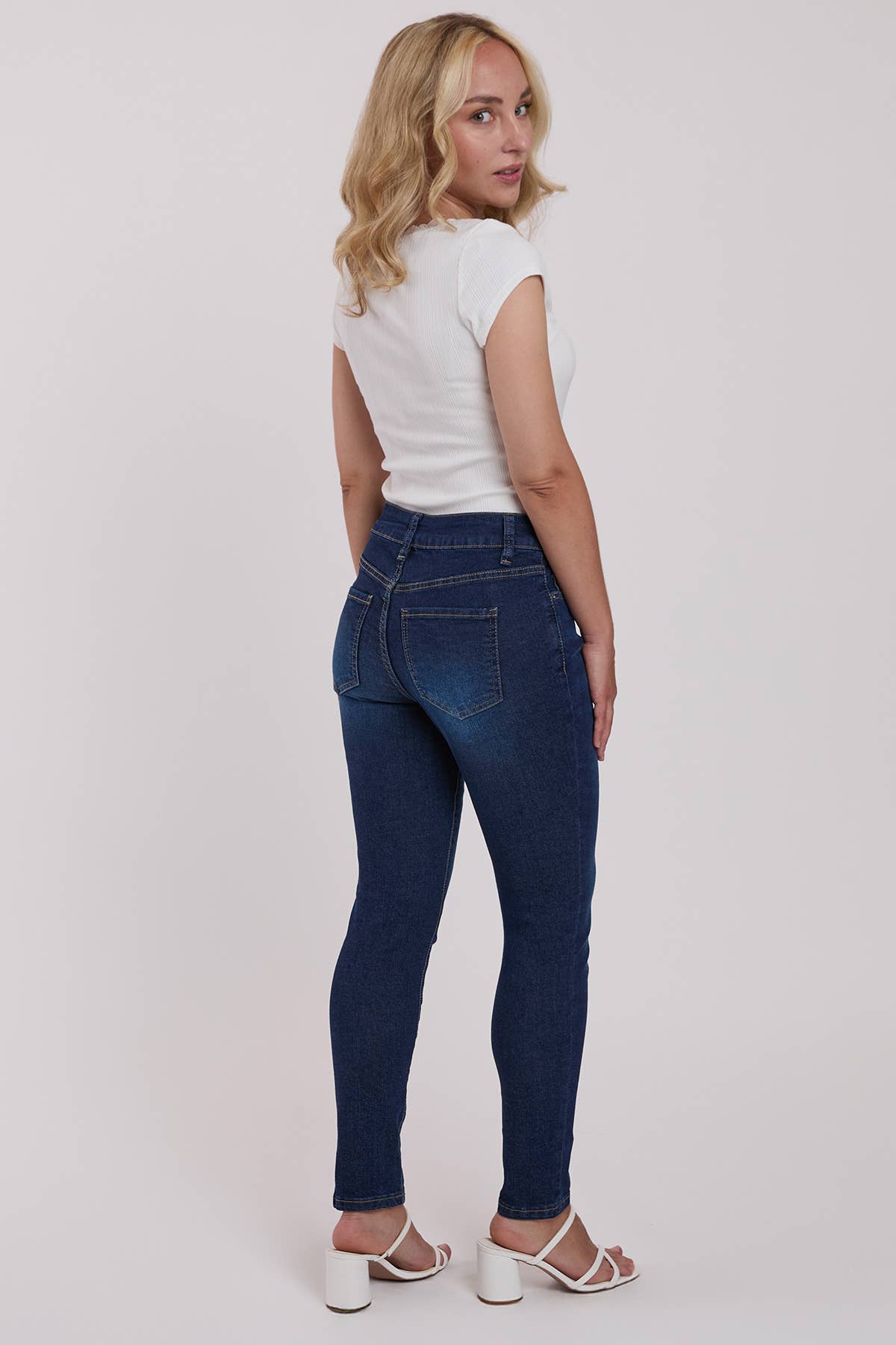Dark Indigo Petite Sustainable High Rise Skinny Jeans-PP60653 for wholesale on Faire6