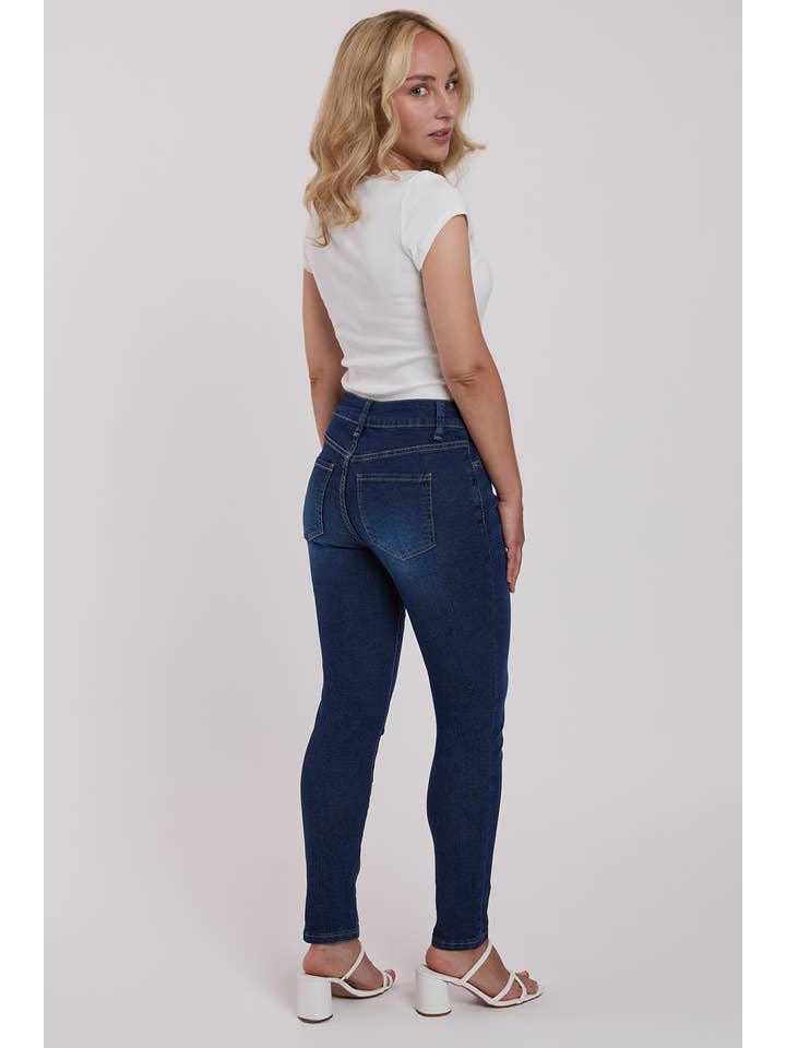Dark Indigo Petite Sustainable High Rise Skinny Jeans-PP60653 for wholesale on Faire6
