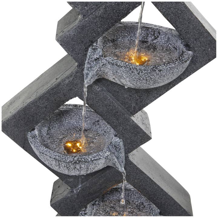 Import Corner - Wholesale Outdoor Ornament/Decor - A-22932: FIBERCLAY WATER FOUNTAIN WITH LED LGHTS 16"W, 43"H5