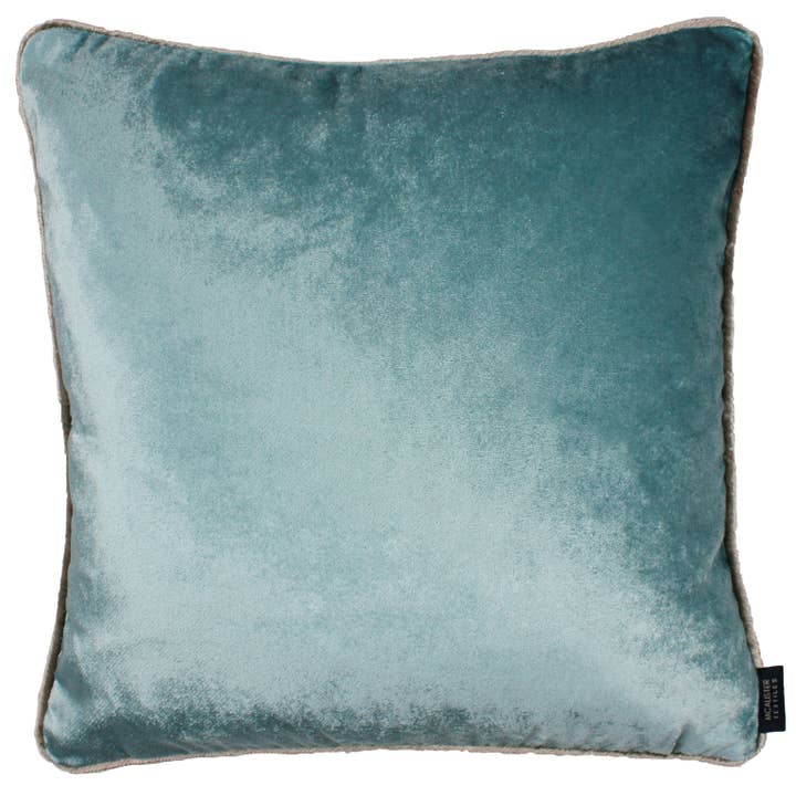 Duck Egg Blue Crushed Velvet Cushions for wholesale by Mcalister textiles