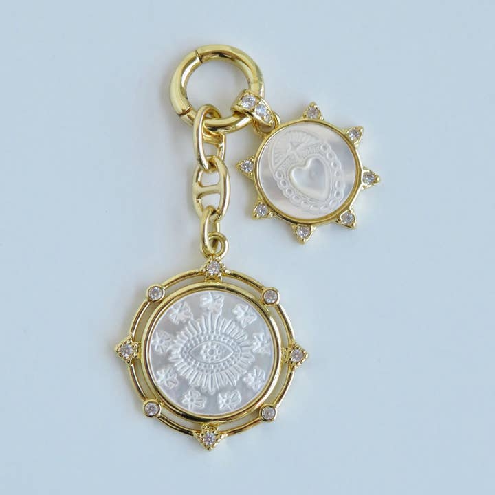 Sanxenxo Perla Sacred Heart Guardian Eye Charm Cluster for wholesale by Boutique Suarez Co.