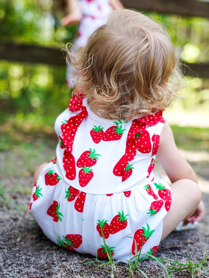 Posh Pickle - Wholesale Bodysuit (Non-Footed) - Baby - Knit Strawberry Print Ruffle Shoulder Bubble1
