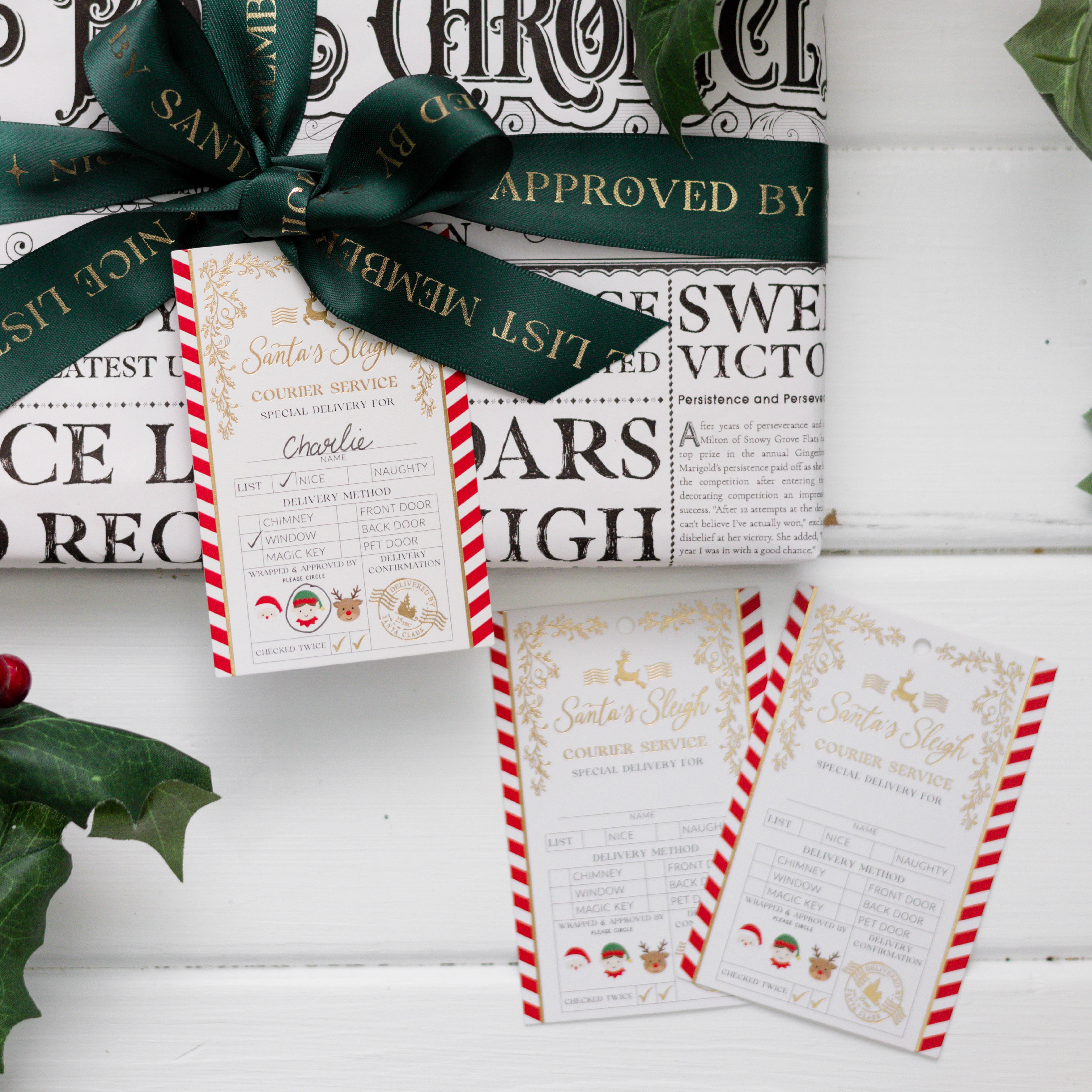 Black Bow Studio - Wholesale Gift Tag - Santa's Sleigh Express Christmas Gift Tags - Set of 63