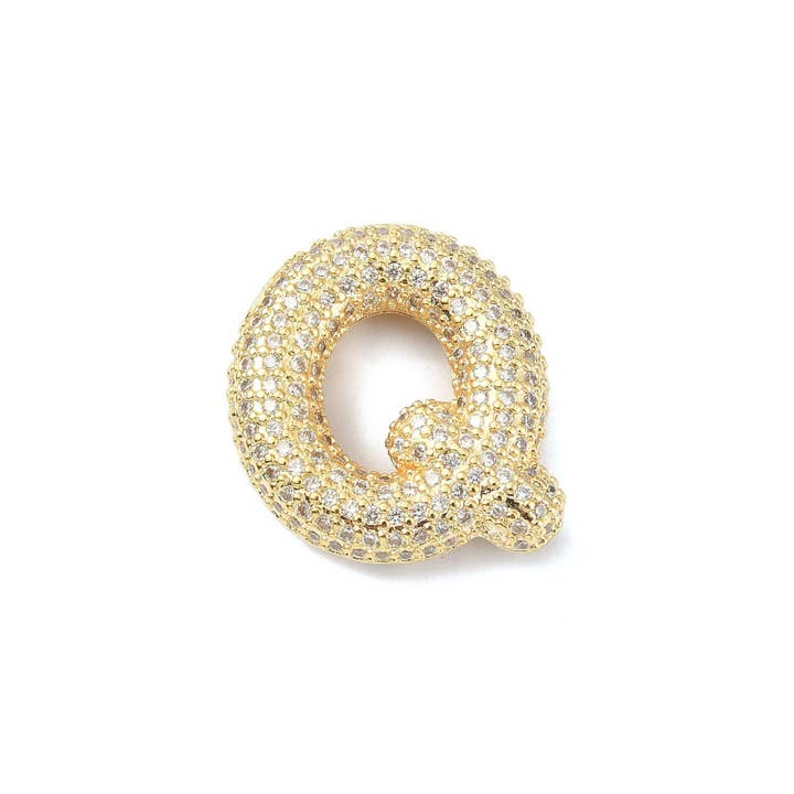 The Charm Bar Company - Wholesale Individual Charm/Pendant - Gold Slider Rhinestone Bubble Initial Charm15