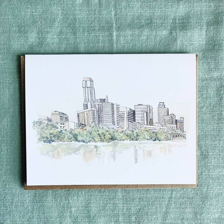 Carte de Vœux Réflexion du Centre-Ville pour la vente par watercoloratx