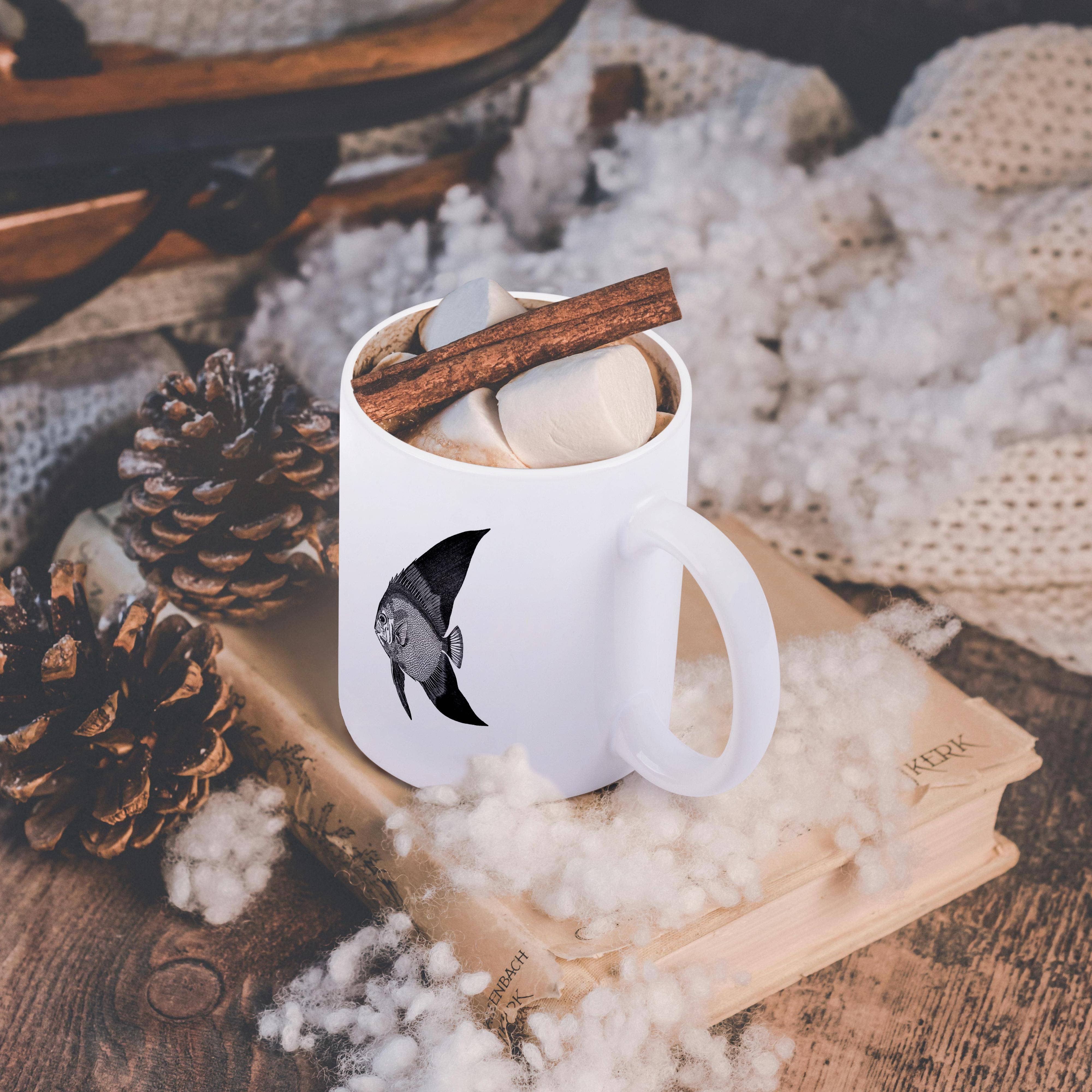 3dRose - Wholesale Coffee Mug - 3dRose, Tropical Fish vintage black and white illustration. exotic fins fishes, Mug11