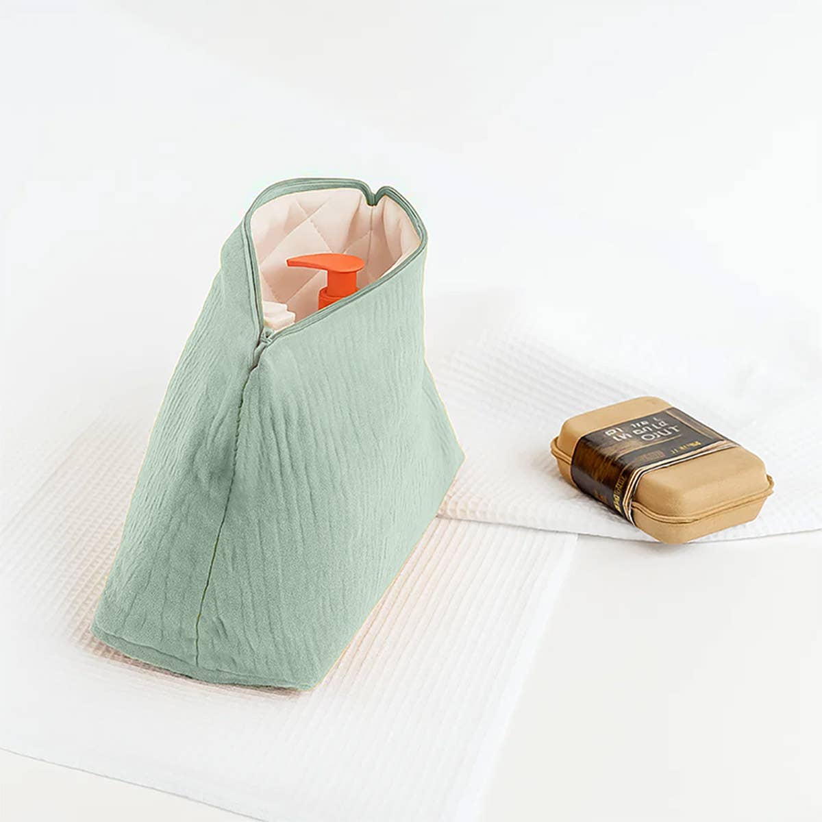 PAPATE - Vendita all'ingrosso Beauty case - Donna - Borsa da toilette in cotone biologico - Verde2