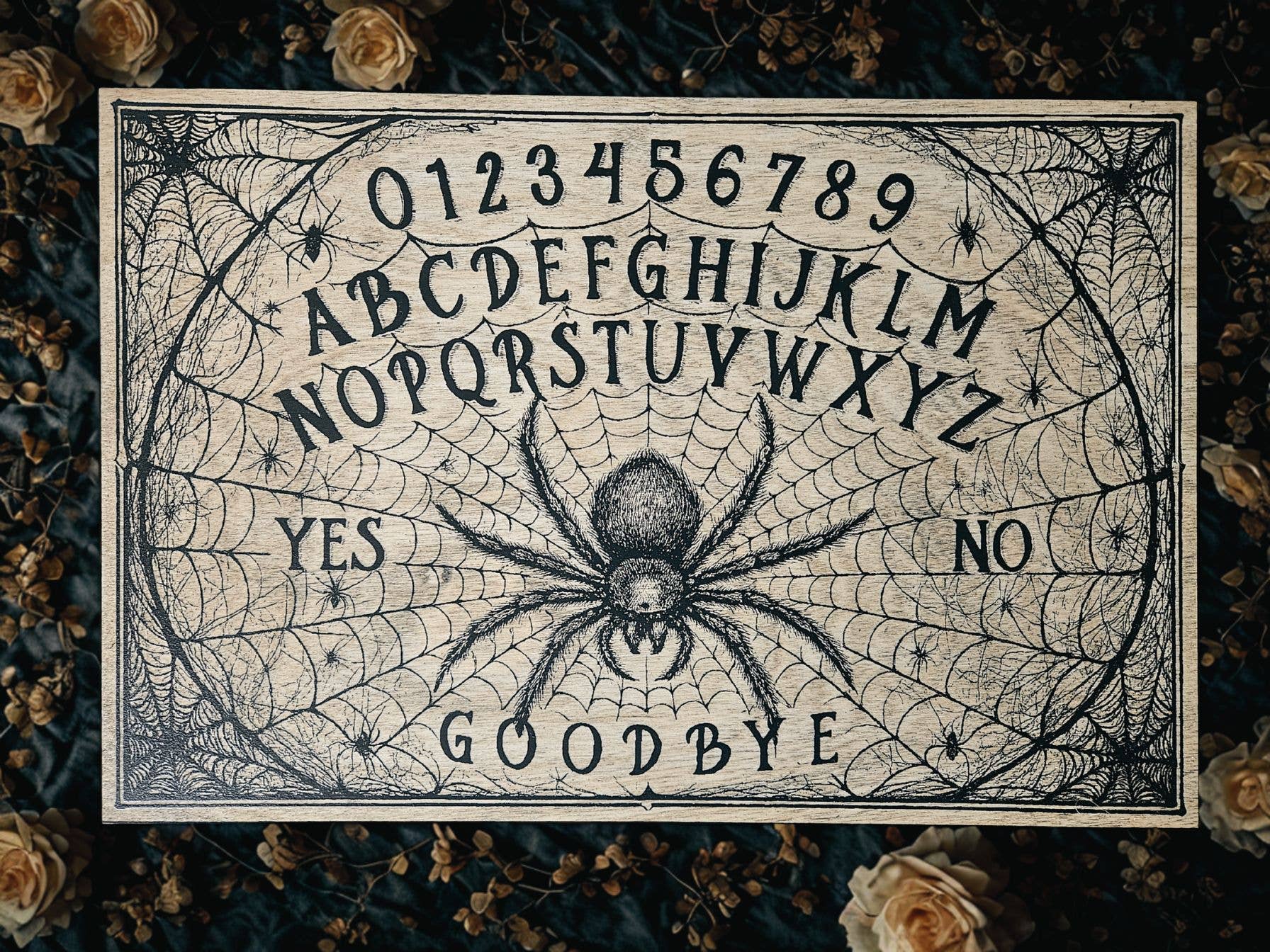 Ink and Flowers Designs - Wholesale Spirit Board - Spider & Cobweb Spirit Board with Planchette1