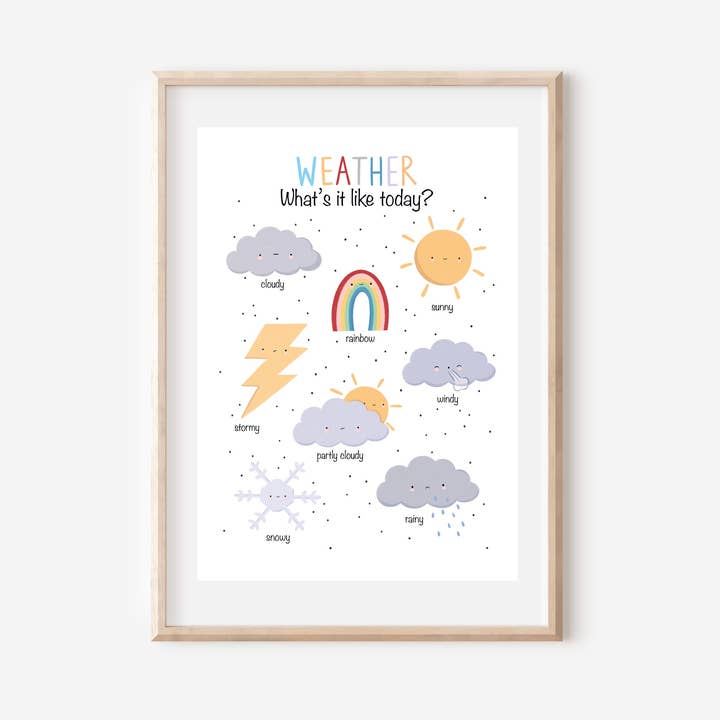 Gráfico meteorológico Impressão de arte educacional por atacado de BananaRoseArt