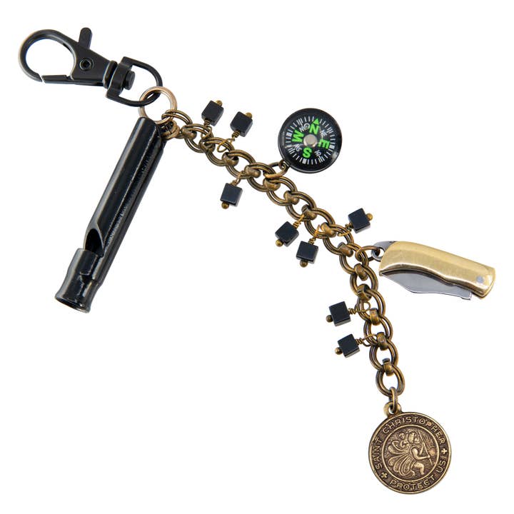 Emergency Purse Backpack Charm: St Christopher Medal Charm for wholesale by NoMonet