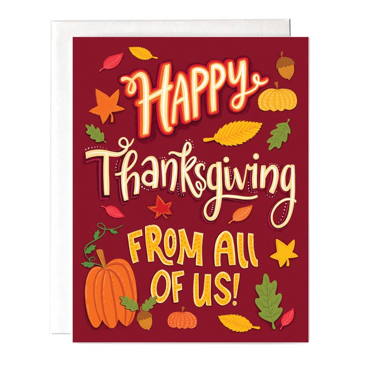 Happy Thanksgiving from all of Us Card for wholesale by Fox Card Co