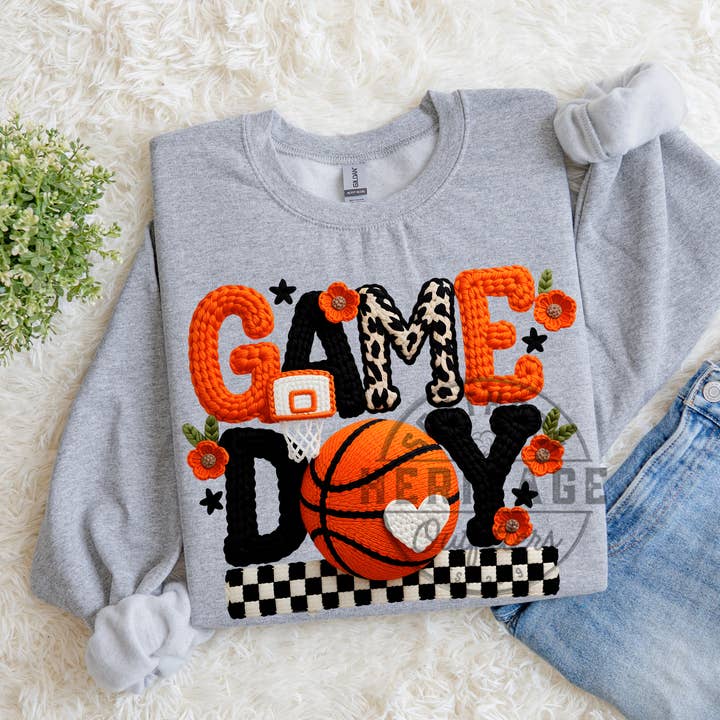 Basketball-Spieltag – Faux Yarn Gildan Rundhals-Sweatshirt für den Großhandel von Southern Heritage Outfitters