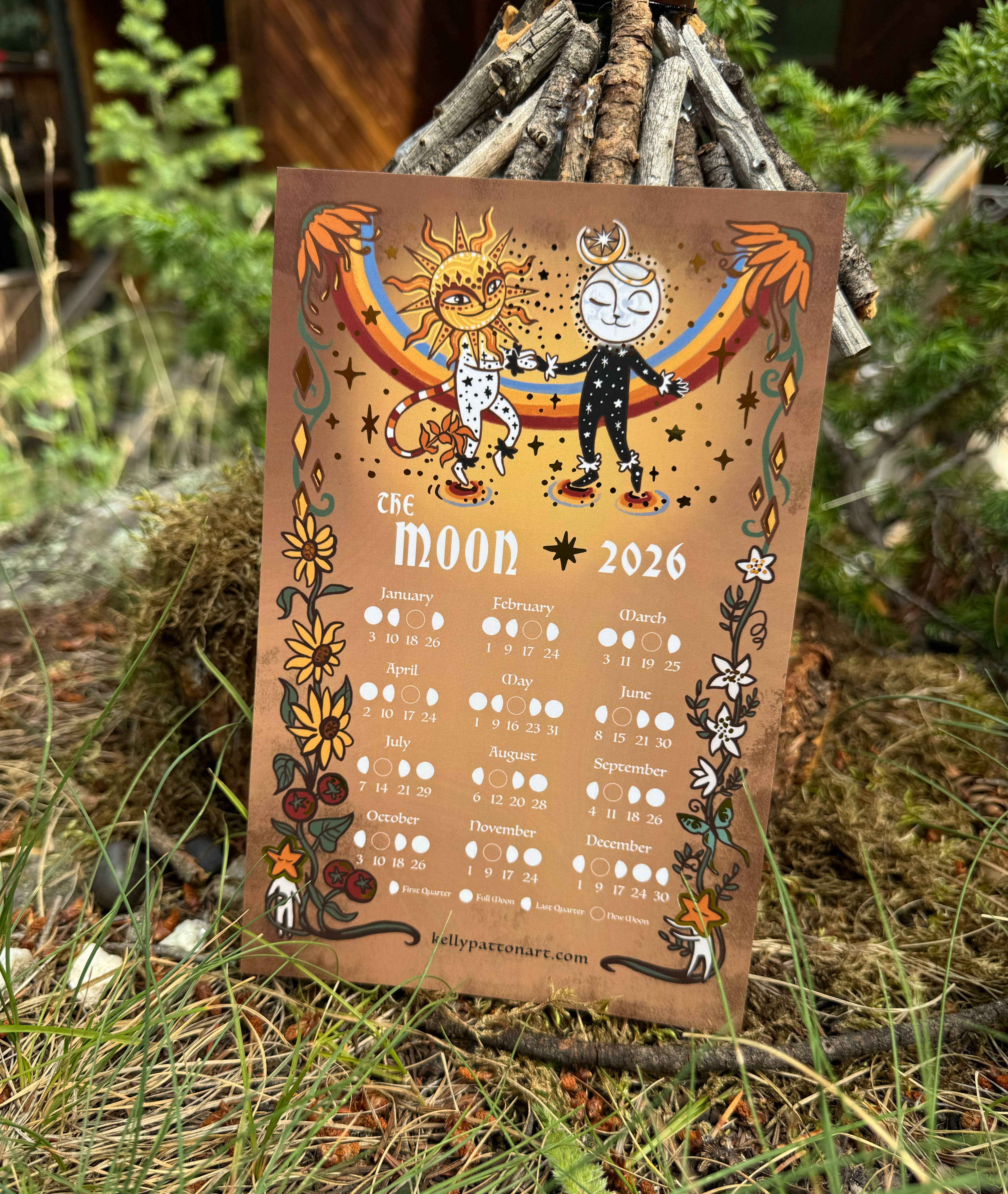 Secret Creatures - Wholesale Calendar - Lunar Calendar 2026, "Celestial Garden" Sun and Moon Design1
