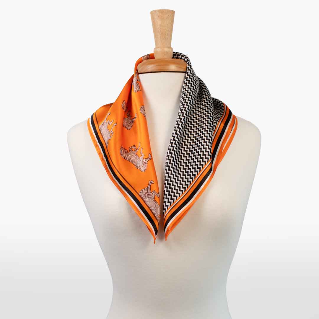 URBAN-EQUESTRIAN - Wholesale Scarf - Women's - Manon - Stylized Equestrian Scarf in Tangerine1