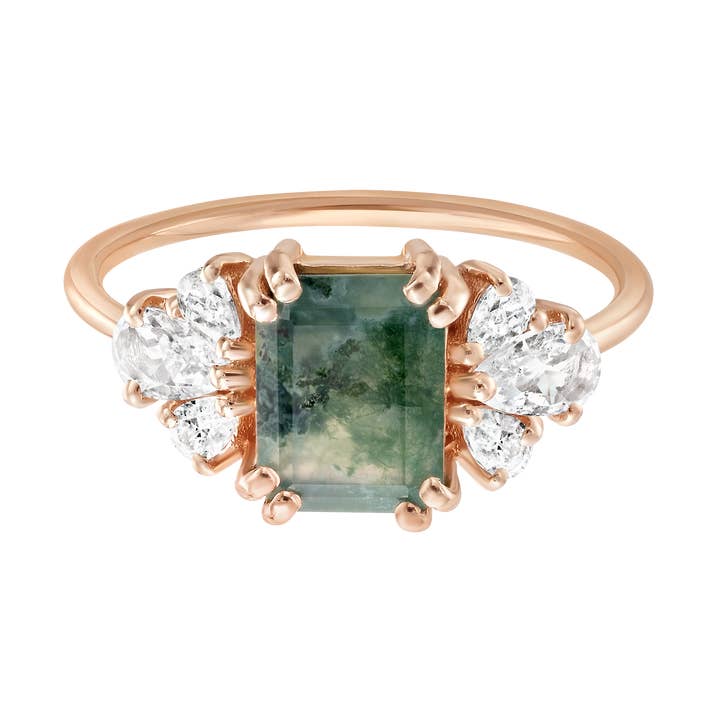 Rose guld mossa agat & diamant kejsarinnan Ring för wholesale av La Kaiser