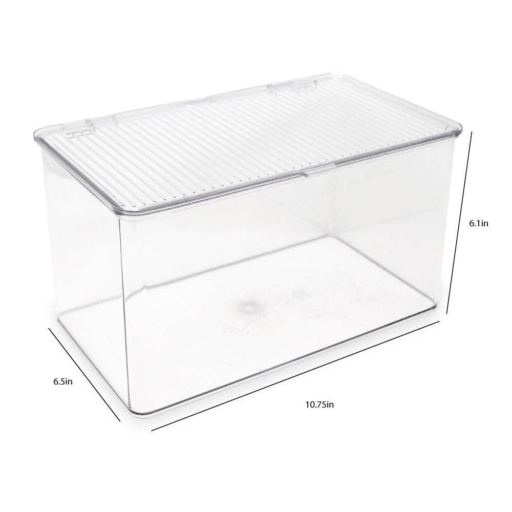 Clear Isaac Jacobs Stackable Organizer Bin w/ Hinged Lid for wholesale on Faire1