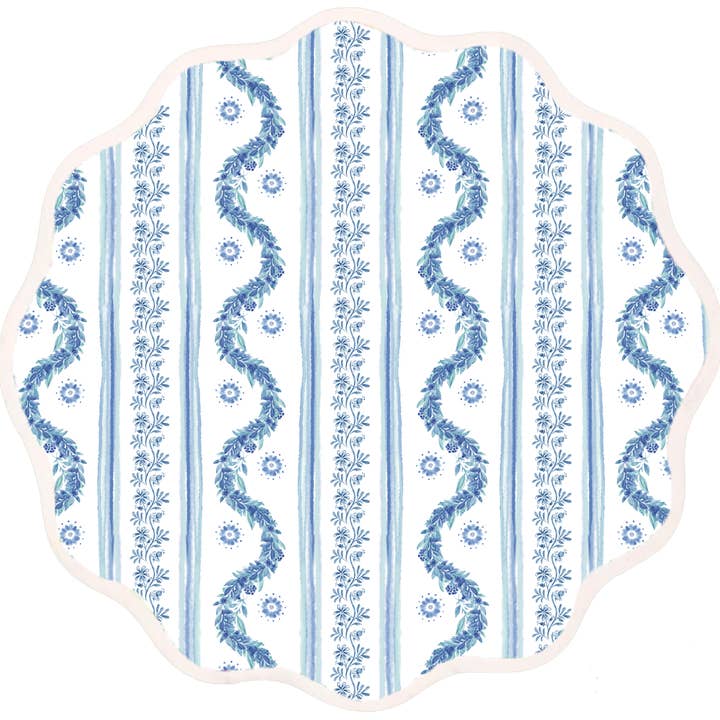 Rundt Skulpteret Bordskåner | Boxwood Garden - Delft Blå (4-pak) for engroshandel hos Frances Fields Home, formerly Fenwick Fields