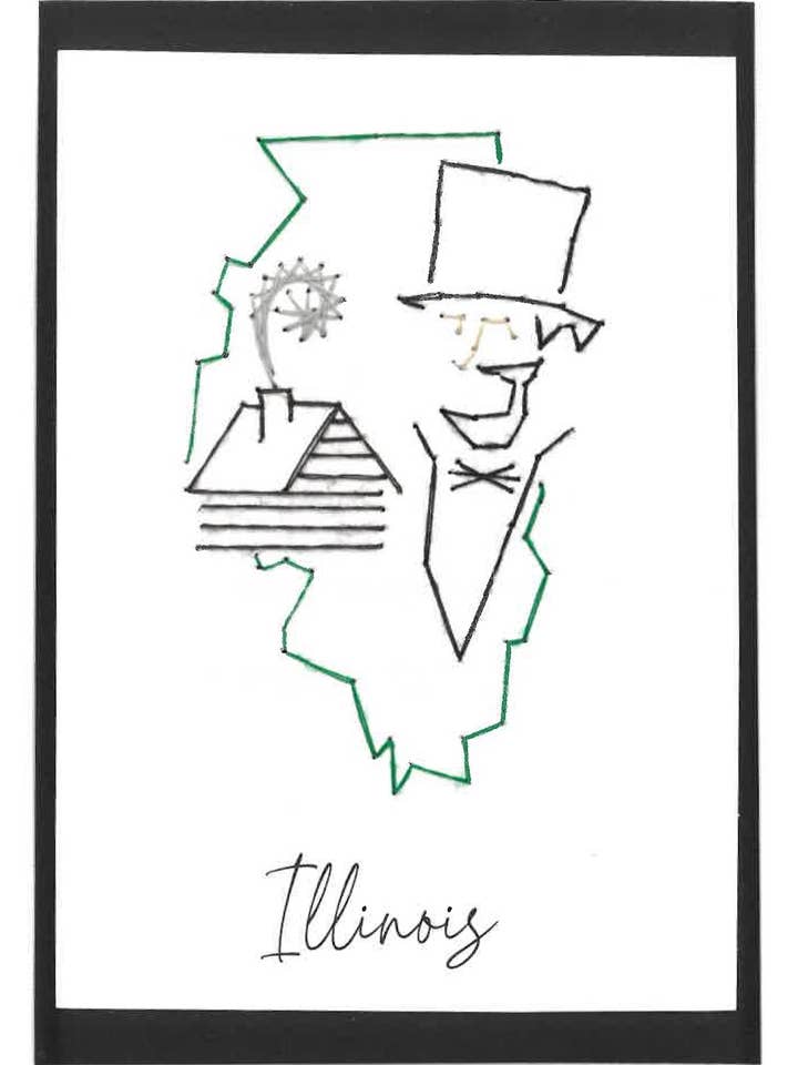 Illinois- Carte de vœux cousue à la main pour la vente par Woven Dignity