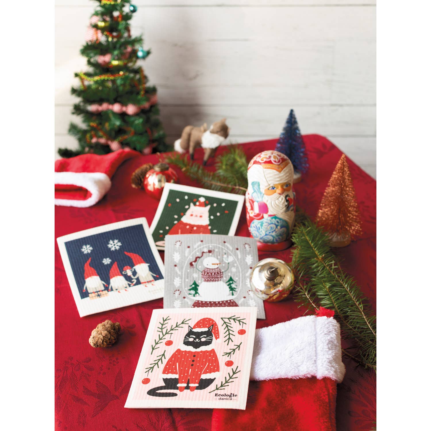 Ecologie - Vente Torchon - Torchon suédois Festive Feline3