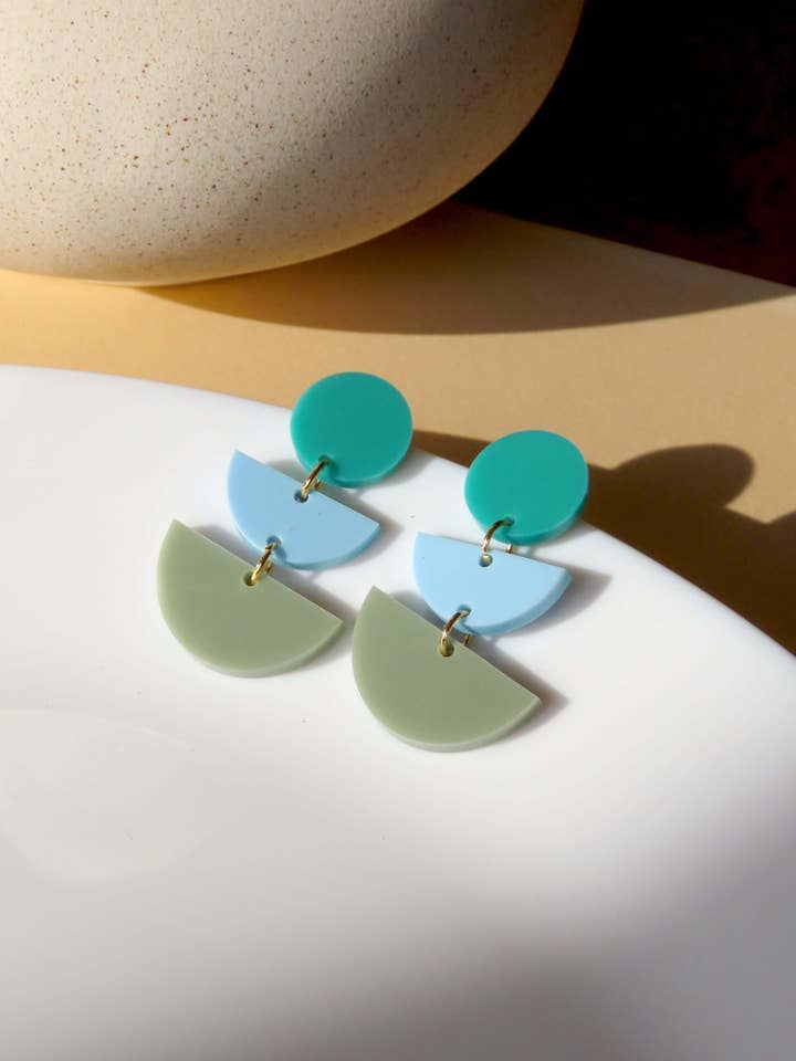Boucles d'oreilles Green Moss Statement pour la vente par Niemalsmehrohne