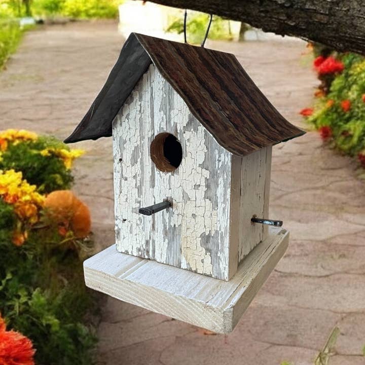 Rustic Baby Wren Handmade Wooden Birdhouse for Outdoor for wholesale by Meadowlark Lane Birds