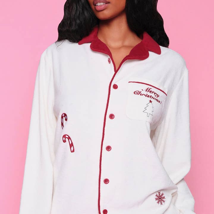 Unisex Button Down PJ Top and other Purchase Wholesale red velvet pjs. Free Returns & Net 60 Terms on Faire trending on Faire.