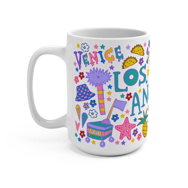LOLALA - Your California Happiness Market 💛 - Wholesale Coffee Mug - Los Angeles FUN Coffee Mug (15oz, teal)