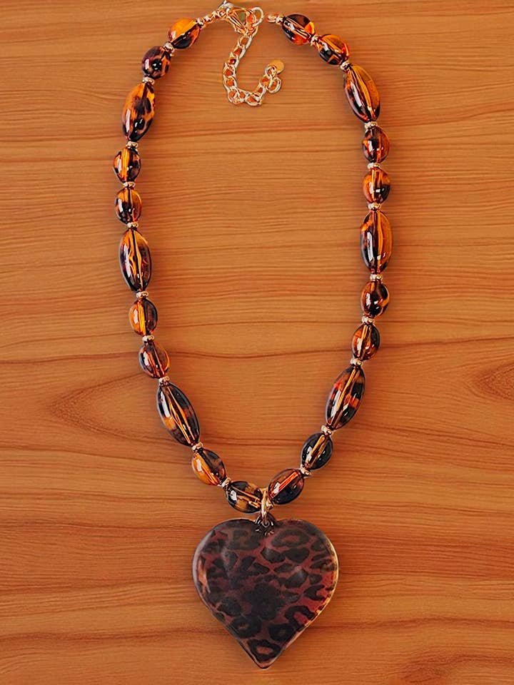 Beaded Tortoise Shell Heart Necklace | Statement Jewelry and other Purchase Wholesale gretchen scott. Free Returns & Net 60 Terms on Faire trending on Faire.