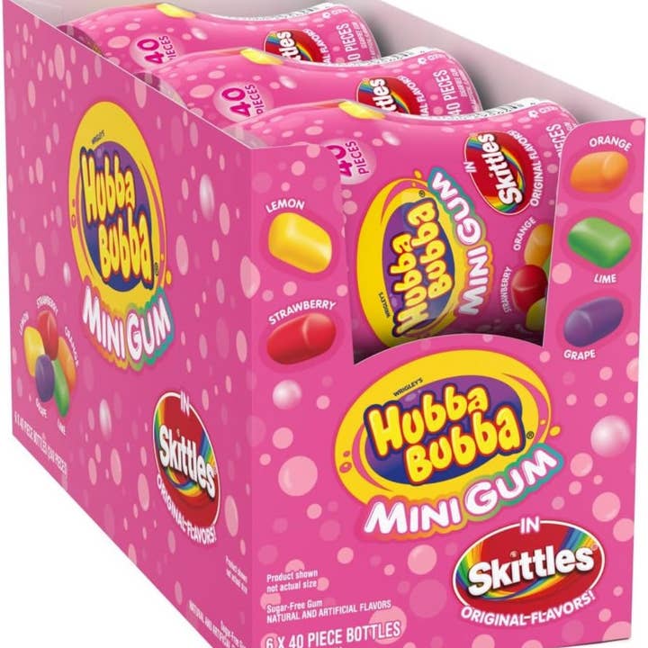 Long Island Candy Factory – wholesale Chewing gum – Hubba Bubba Skittles Mini Gum 6 Pack 40 Pieces Each