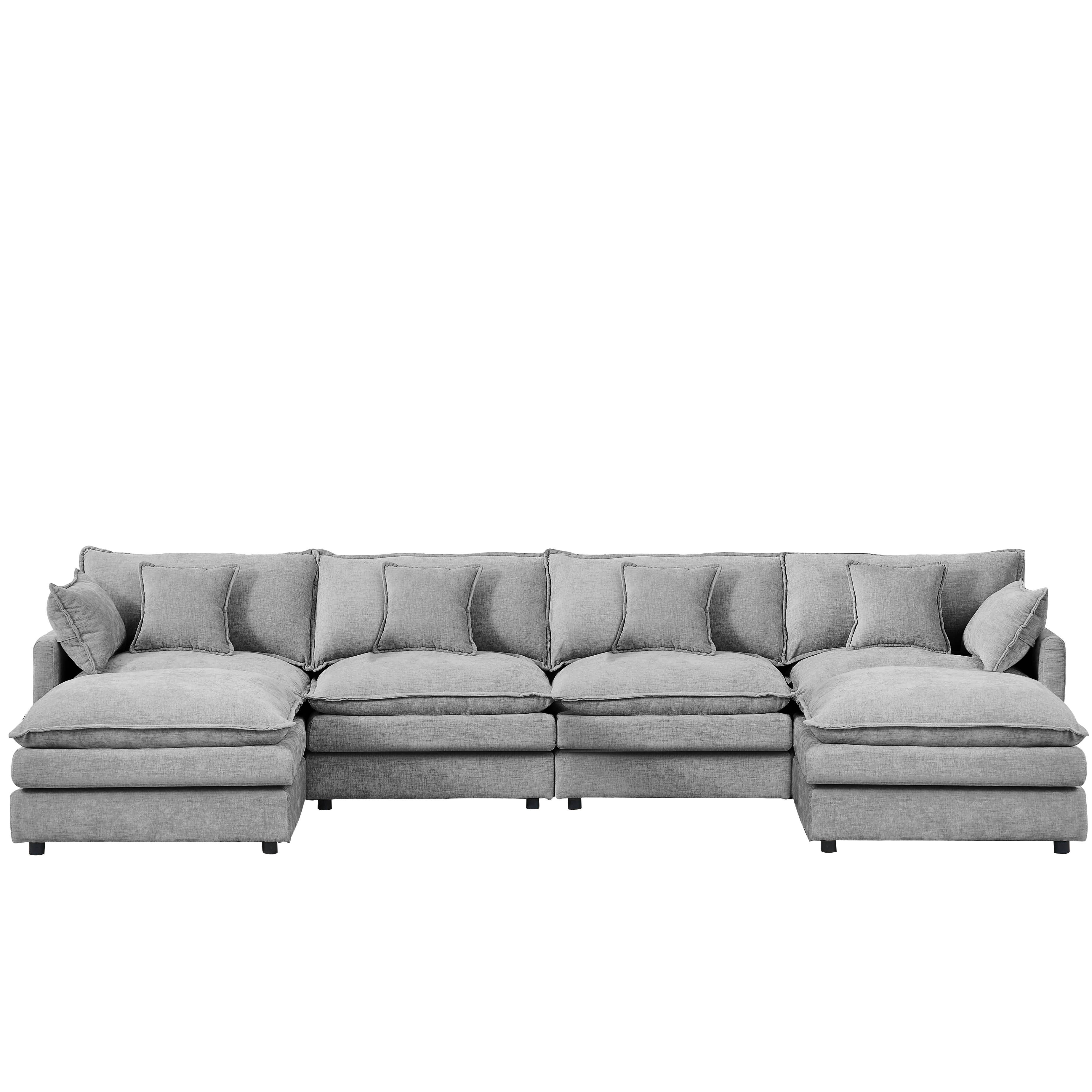 39F Inc. - Wholesale Sofa - Lunara 130" U-Shaped Sectional Sofa w 2 Ottomans,7 Colors21