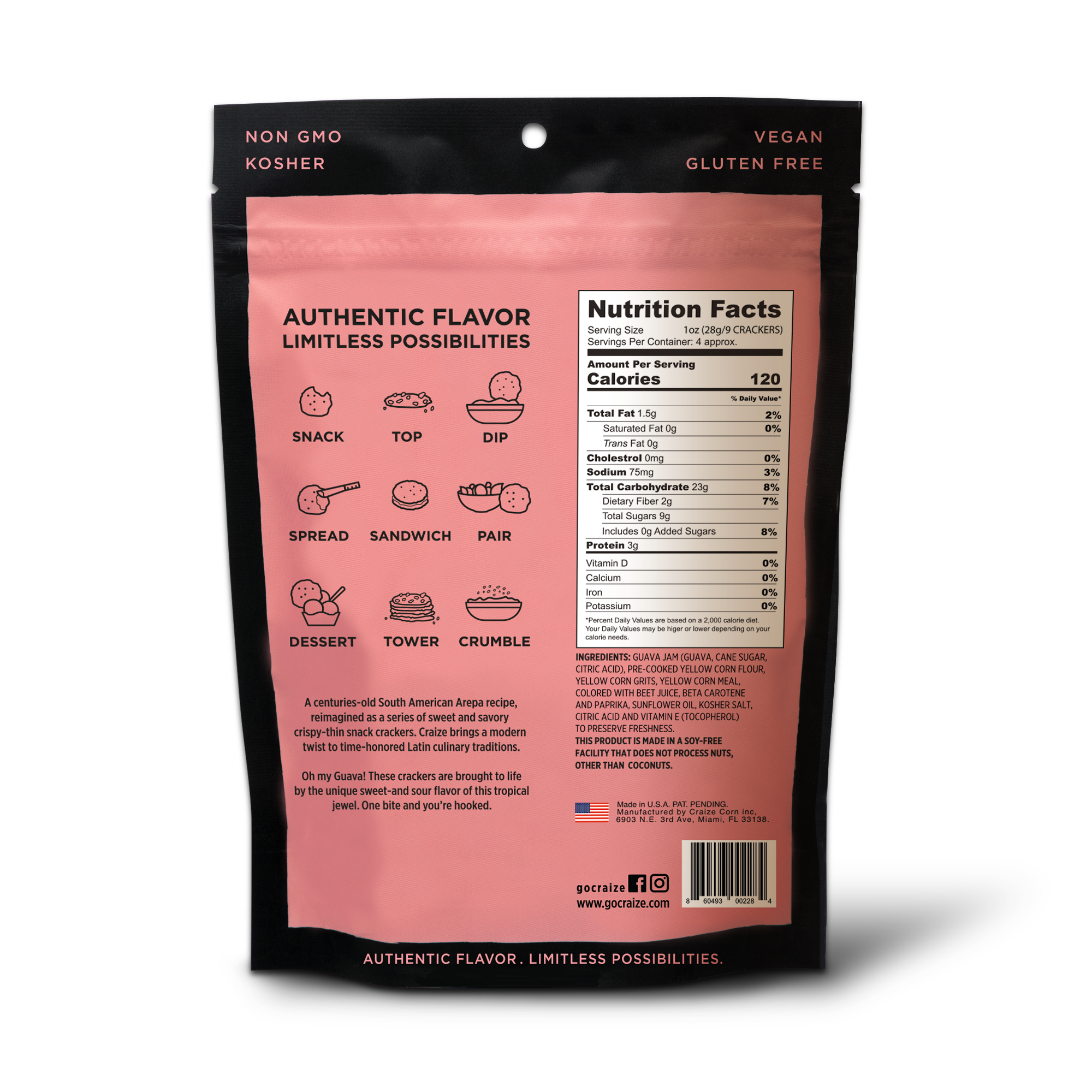 Craize Snacks, INC - Wholesale Crackers - Guava Toasted Corn Crackers 4oz1