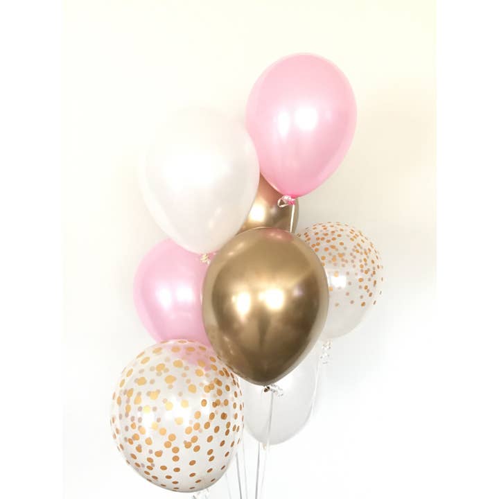 Hullaballoons - Wholesale Balloon - Pink, Gold & White Balloons | Set of 8 Latex Balloons7