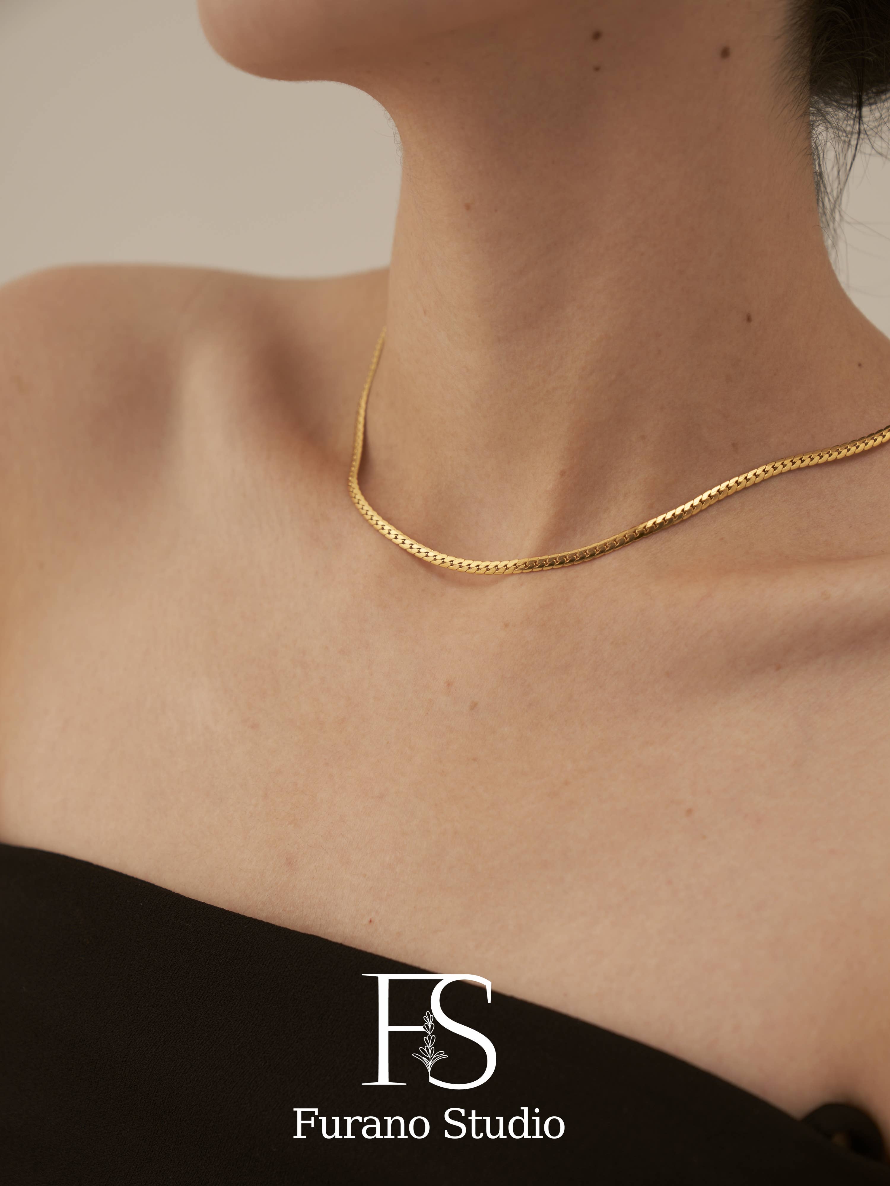 Furano Studio - Wholesale Link & Chain Necklace - 3.5mm 18K Gold Filled Curb Chain Necklace, Cuban Link Neckla5