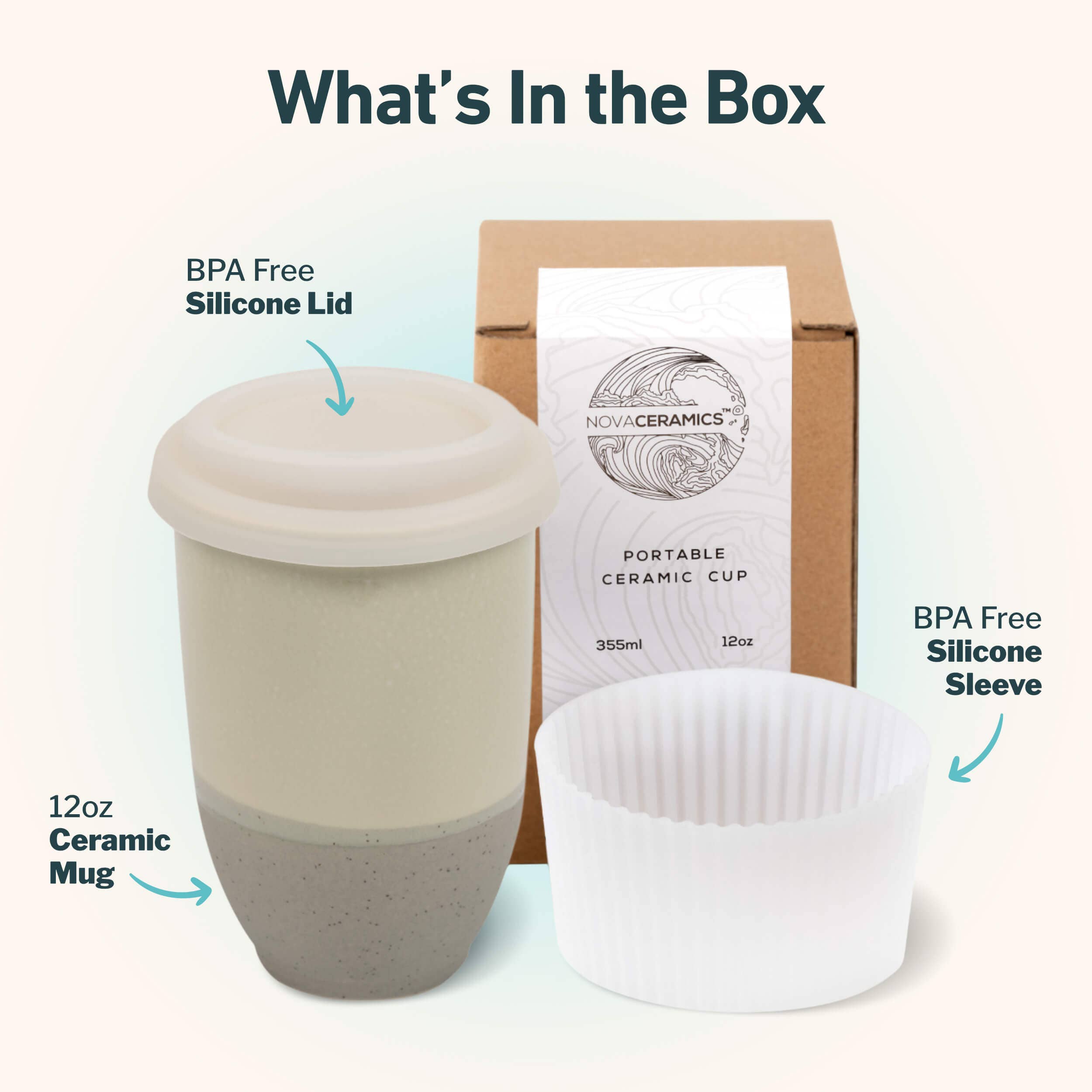 Nova Ceramics Travel Mugs - Wholesale Coffee/Tea Cup - Mist Ceramic Mug – 12oz Reusable Travel Coffee Cup1