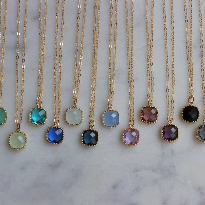 Laalee Jewelry - Wholesale Pendant/Charm Necklace - Gemstone Glass Necklaces, Dainty Minimalist Stocking Stuffer