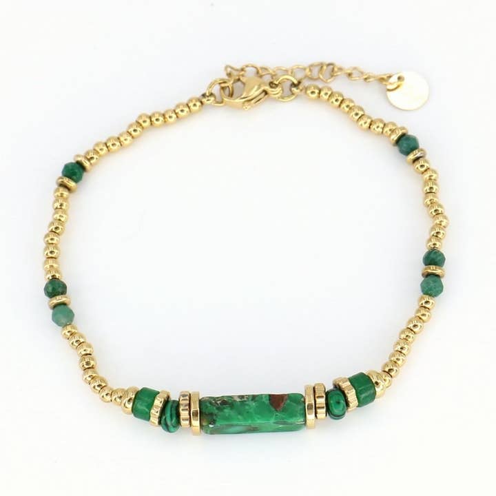 Bracelet billes rondes acier inoxydable pierre 0222562 pour la vente par Lilas de Seine