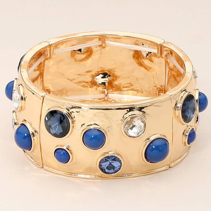 Sensibling Corp. - Vente Bracelet jonc - Bracelet élastique large à déclaration avec pierres en verre serties2