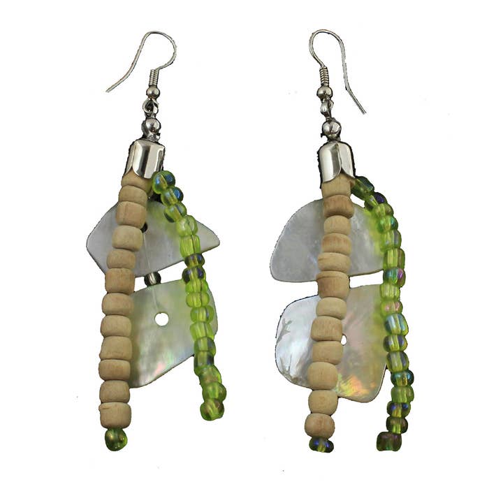 Maui Emerald green Earrings 3" (pair) for wholesale by Nautical Tropical Imports