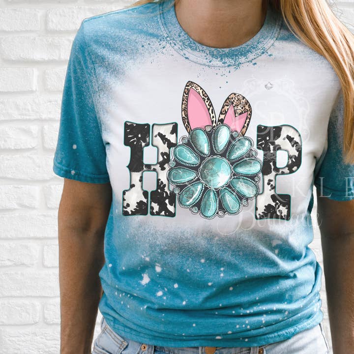 HOP Western Cowhide Easter Bleached Shirt for wholesale by Sparkle Boutique2U